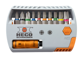 Bilde fra HECO-Bits-Selector, HECO(Torx) og Pozi-driv , fargeringer, 11 deler